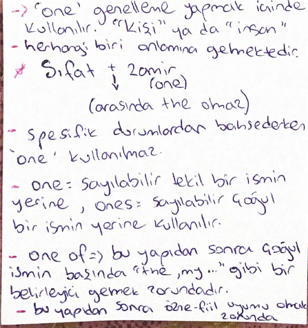 - indefinite Pronouns-
Sonu body ve one
ile bitenler -> insonlar için
thing ile bitenler nesneler için
(consız varliklar)
where ile bitenler