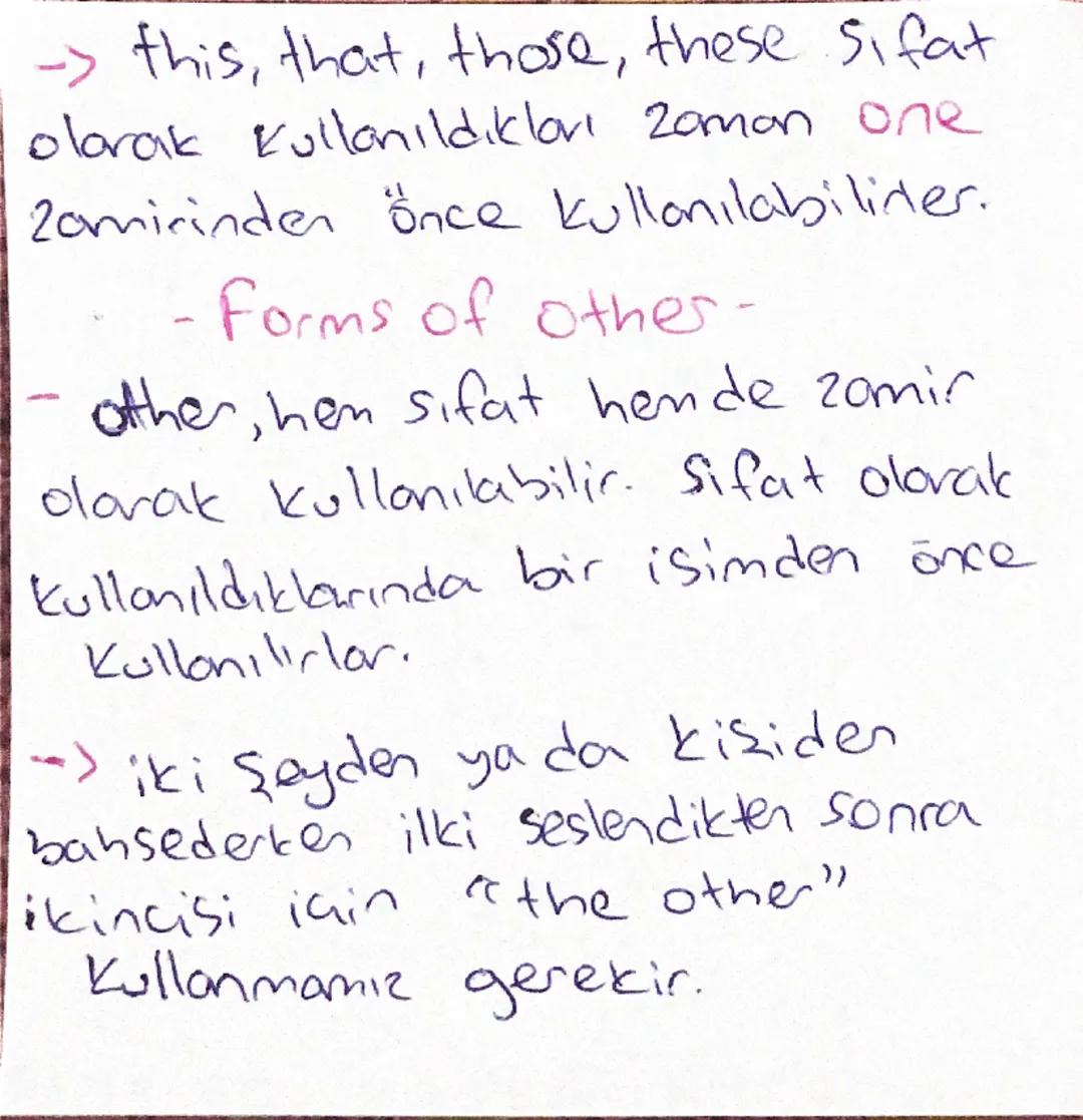 - indefinite Pronouns-
Sonu body ve one
ile bitenler -> insonlar için
thing ile bitenler nesneler için
(consız varliklar)
where ile bitenler