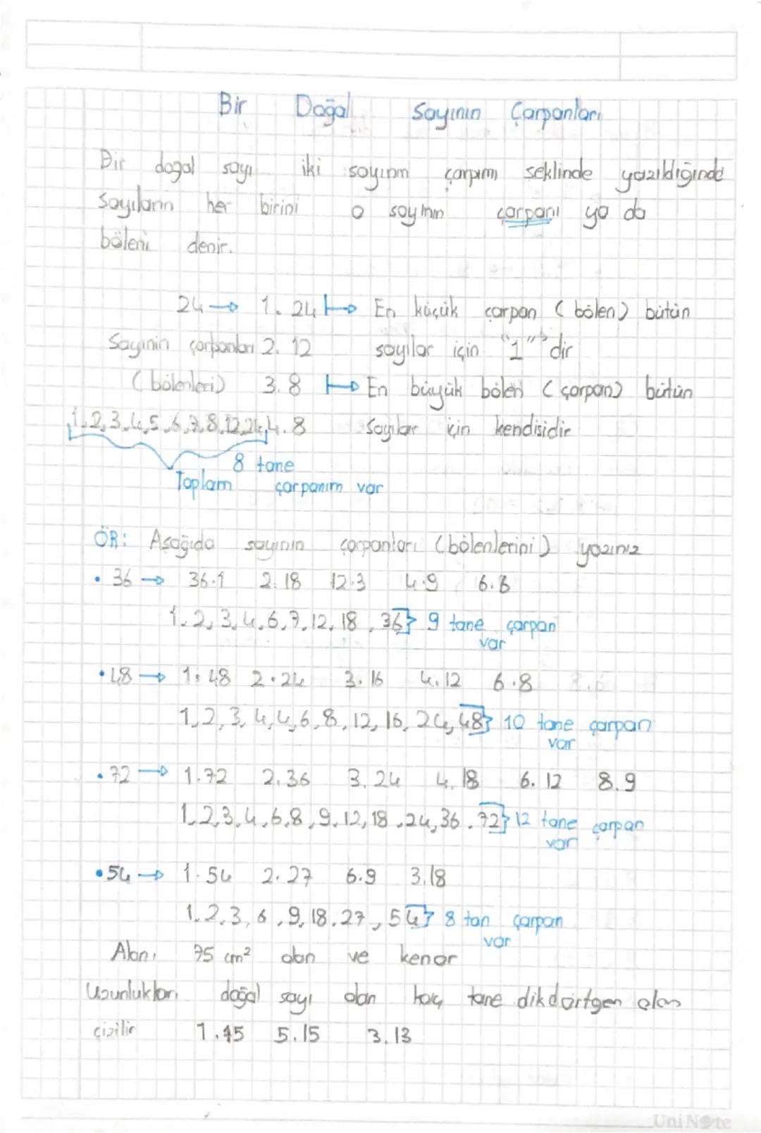 Bir
Dir doğal saya
Doğal
Sayının Çarpanlari
L
iki
soyunm çarpım seklinde yazıldığında
Sayılan her
her birini
O soy min
carpani ya do
böleni 