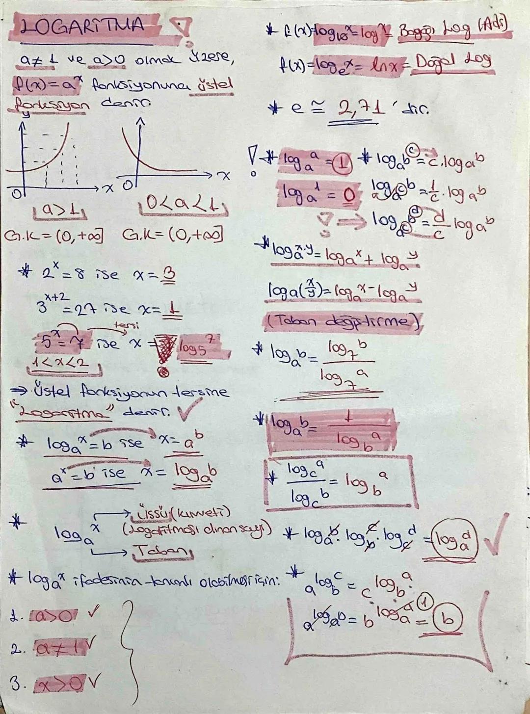 LOGARITMA
at ve a> olmak üzere,
f(x)=a fonksiyonuna ustel
fonksiyon denna
a>
Χ
बखर
G.K=(0,+] G.K= (0,+]
*2=8 ise x=3
x+2
=27 ise x=-
tersi
0