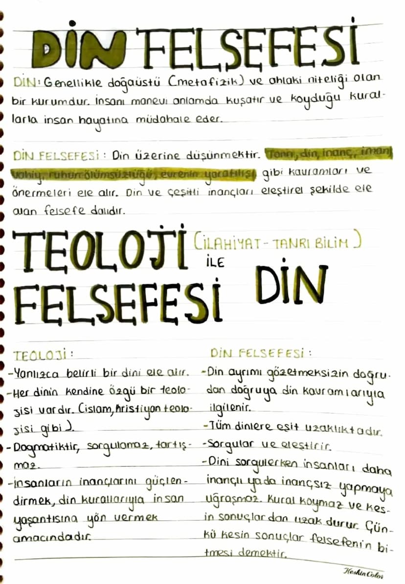 DIN FELSEFESİ
•DIN: Genellikle doğaüstü (metafizik) ve ahlaki niteliği olan.
bir kurumdur. İnsanı manevi anlamda kuşatır ve koyduğu kural-
l