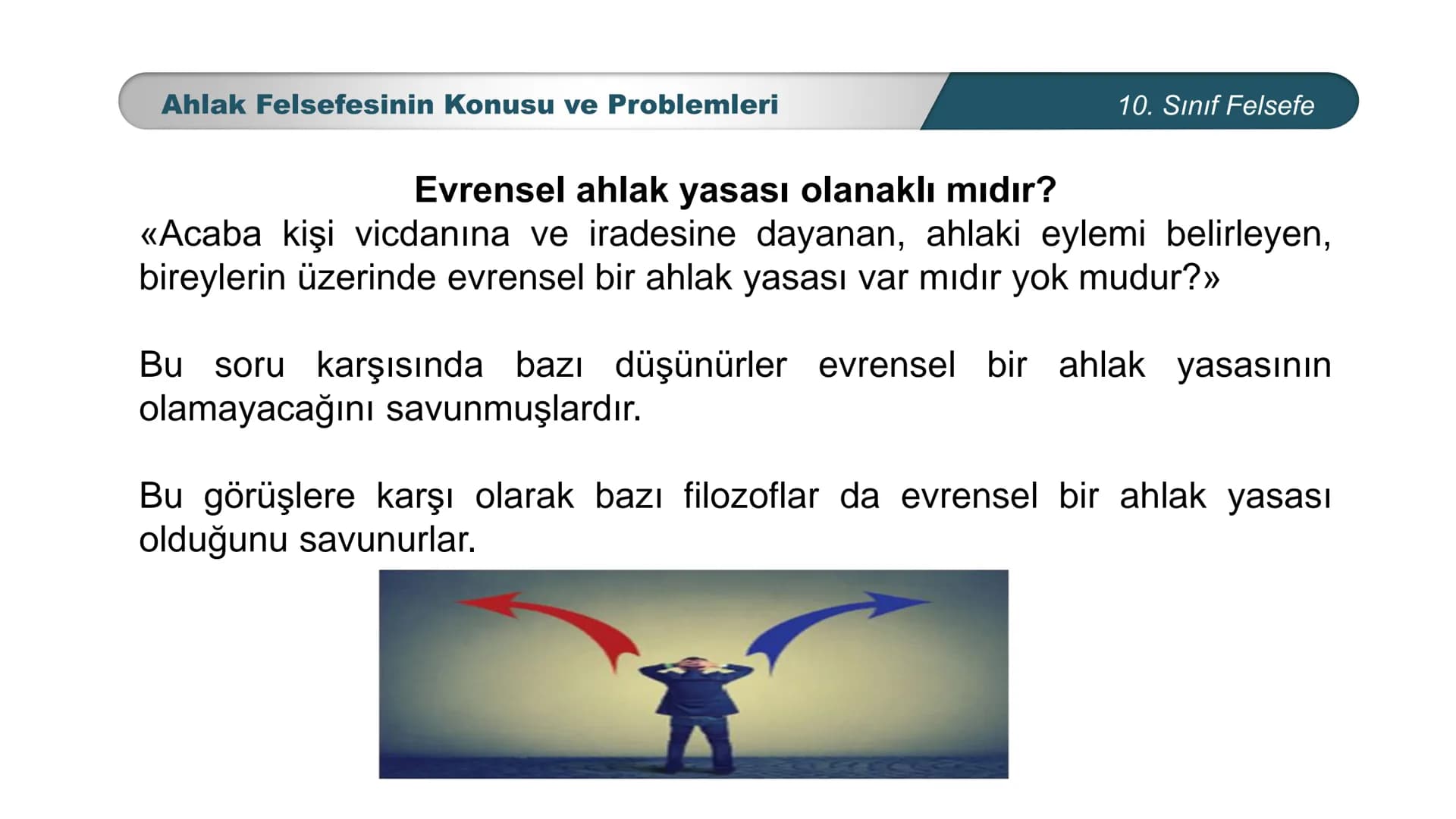 *
ETİ MİLLİ EG/T
TIM
CUMHURİYE
DO
BAKANLIGI
*
*
*
FELSEFE
10. SINIF
3.ÜNİTE: FELSEFENİN TEMEL KONULARI VE
PROBLEMLERİ
Ahlak Felsefesinin Kon