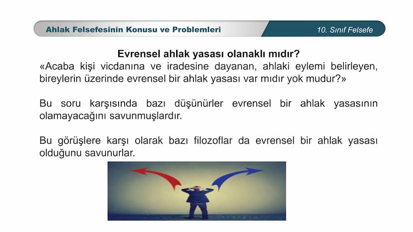 *
ETİ MİLLİ EG/T
TIM
CUMHURİYE
DO
BAKANLIGI
*
*
*
FELSEFE
10. SINIF
3.ÜNİTE: FELSEFENİN TEMEL KONULARI VE
PROBLEMLERİ
Ahlak Felsefesinin Kon