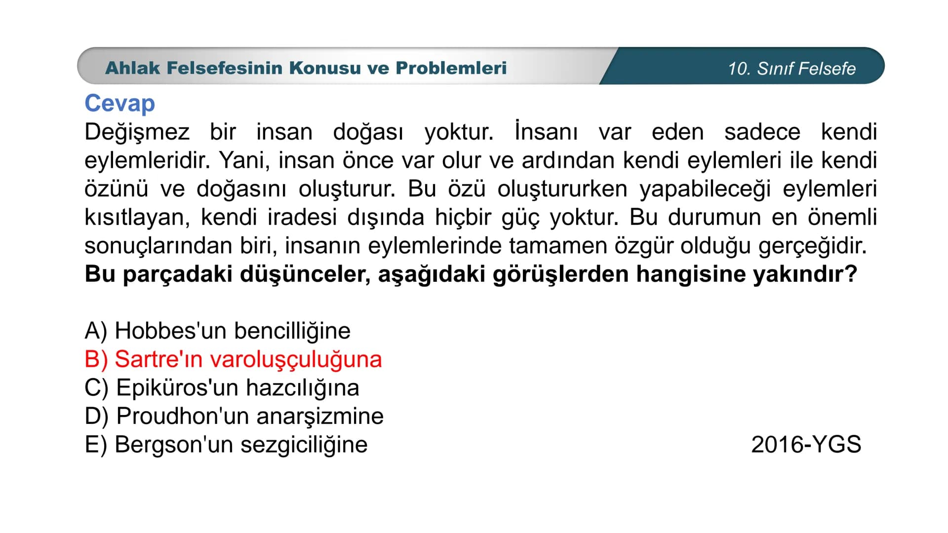 *
ETİ MİLLİ EG/T
TIM
CUMHURİYE
DO
BAKANLIGI
*
*
*
FELSEFE
10. SINIF
3.ÜNİTE: FELSEFENİN TEMEL KONULARI VE
PROBLEMLERİ
Ahlak Felsefesinin Kon