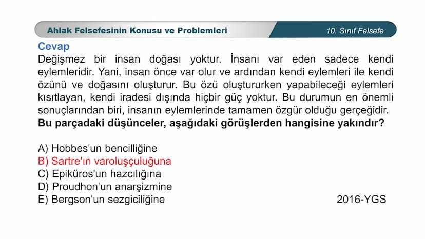 *
ETİ MİLLİ EG/T
TIM
CUMHURİYE
DO
BAKANLIGI
*
*
*
FELSEFE
10. SINIF
3.ÜNİTE: FELSEFENİN TEMEL KONULARI VE
PROBLEMLERİ
Ahlak Felsefesinin Kon