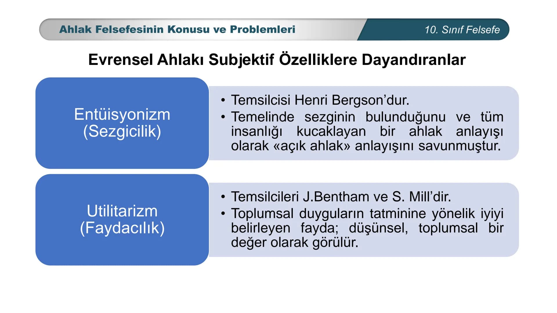 *
ETİ MİLLİ EG/T
TIM
CUMHURİYE
DO
BAKANLIGI
*
*
*
FELSEFE
10. SINIF
3.ÜNİTE: FELSEFENİN TEMEL KONULARI VE
PROBLEMLERİ
Ahlak Felsefesinin Kon