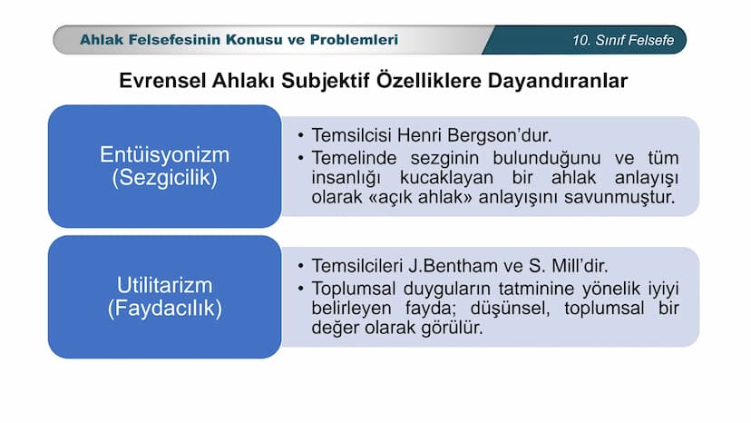 *
ETİ MİLLİ EG/T
TIM
CUMHURİYE
DO
BAKANLIGI
*
*
*
FELSEFE
10. SINIF
3.ÜNİTE: FELSEFENİN TEMEL KONULARI VE
PROBLEMLERİ
Ahlak Felsefesinin Kon