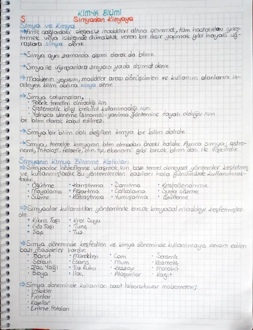 S
Simya ve Kimya
KIMYA Blumi
Simyadan Kimyaya
Antik çağlardaki değersiz maddeleri altına çevirmek, tüm hastalıdan iyileş
tirmek veya içildiğ