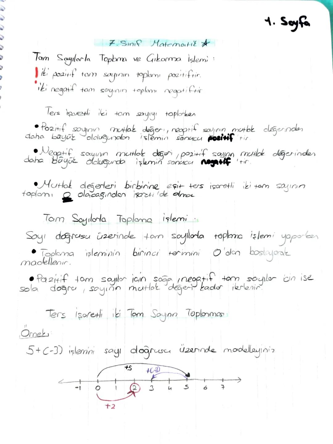 7. Sınıf Matematic A
Tam Sayılarla Topbma ve Gıkarma İşlemi :
iki positif tom sayının toplamı pozitif.in.
1. Sayfa
"iki
negatif
tam sayının 