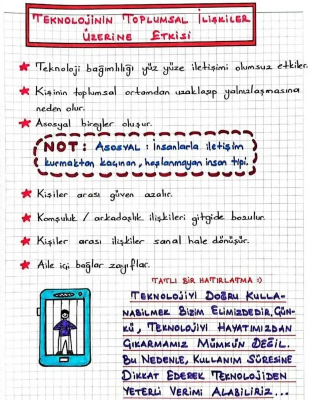 TEKNOLOJININ TOPLUMSAL | LiŞKİLER
UZERINE ETKISI
Teknoloji bağımlılığı yüz yüze iletişimi olumsuz etkiler.
Kişinin toplumsal ortamdan uzakla