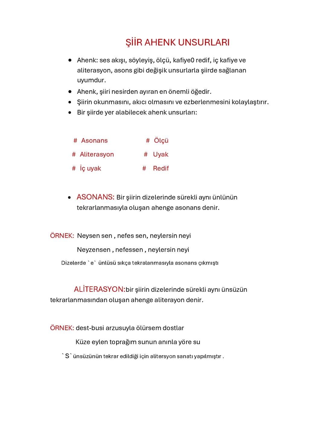Şiirde Ahenk Unsurları Nelerdir?
