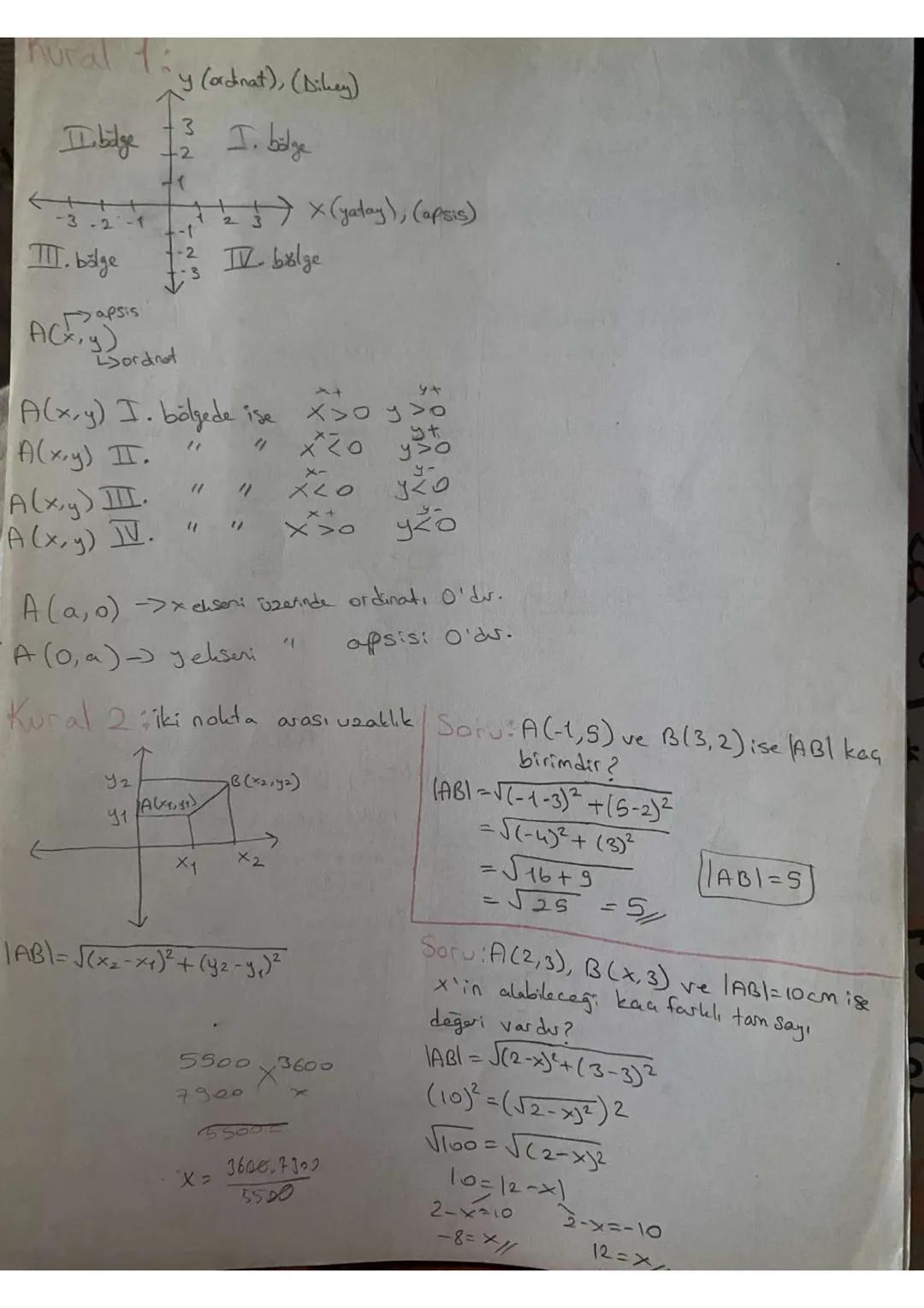 11. Sınıf Analitik Geometri Ders Notları