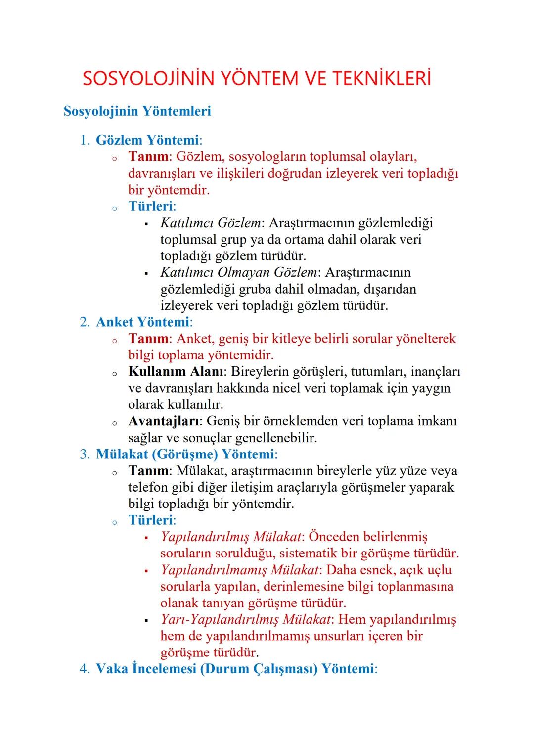 Sosyolojinin Temel Yöntem ve Teknikleri