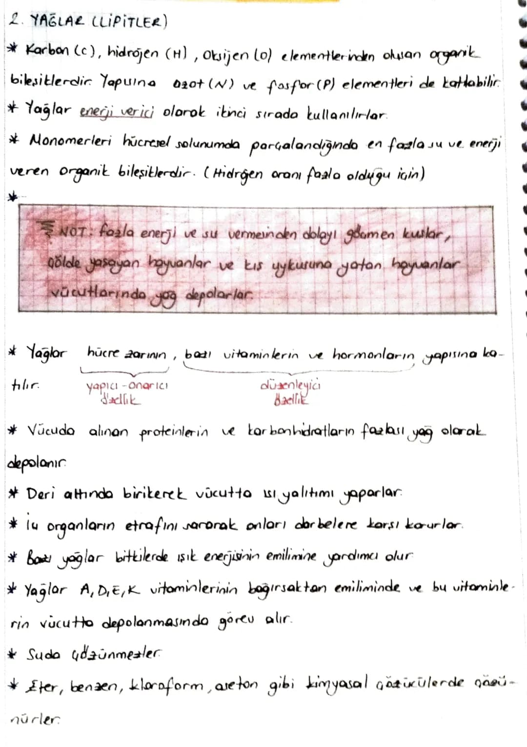 2. YAĞLAR CLIPITLER)
* Karbon (c), hidrojen (H), Oksijen (0) elementlerinden oluşan organik
bileşiklerdir. Yapuina azot (N) ve fosfor (P) el