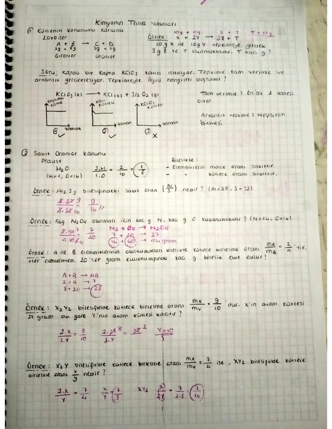 Kimyanın Temel Kanunları 10. Sınıf: Proje Ödevi ve PDF Özet