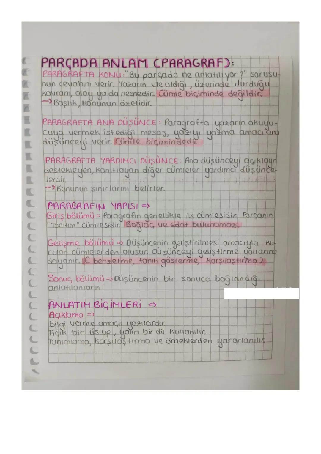 PARÇADA ANLAM CPARAGRAF):
PARAGRAFTA KONU: "Bu parçada ne anlatılıyor?" sorusu-
nun cevabını verir. Yazarın ele aldığı, üzerinde durduğu
kav