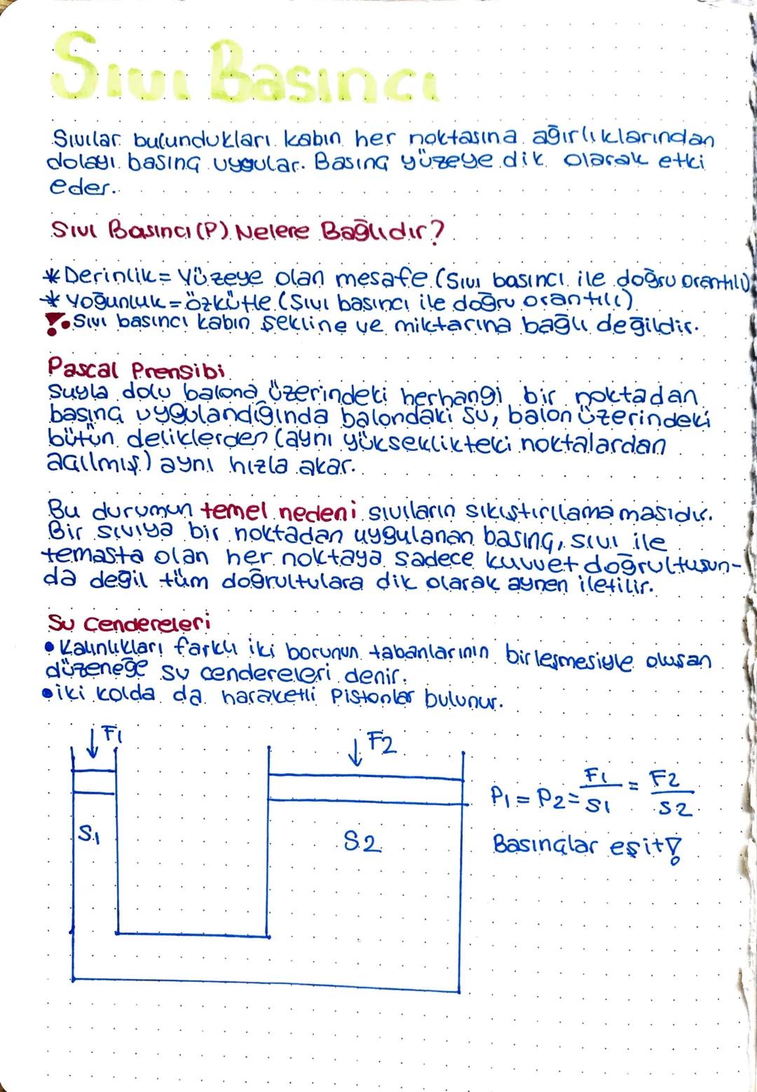 .
Siui Basinici
Sıvılar bulundukları kabın her noktasına ağırlıklarından
dolayı basınç uygular. Basing yüzeye dik olarak etki
eder..
Siul Ba