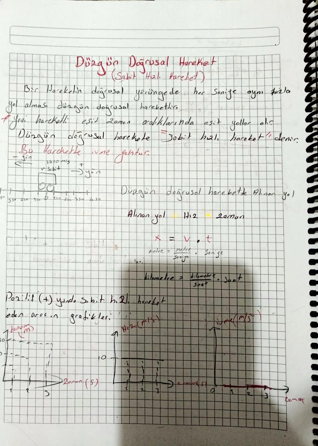 Düzgün Doğrusal Hareket
(Sabit H21. Hareket)
Bir Hareketin doğrusal yörüngede
yol alması
alması düzgün doğrusal harekettica
her Sonige aynı 