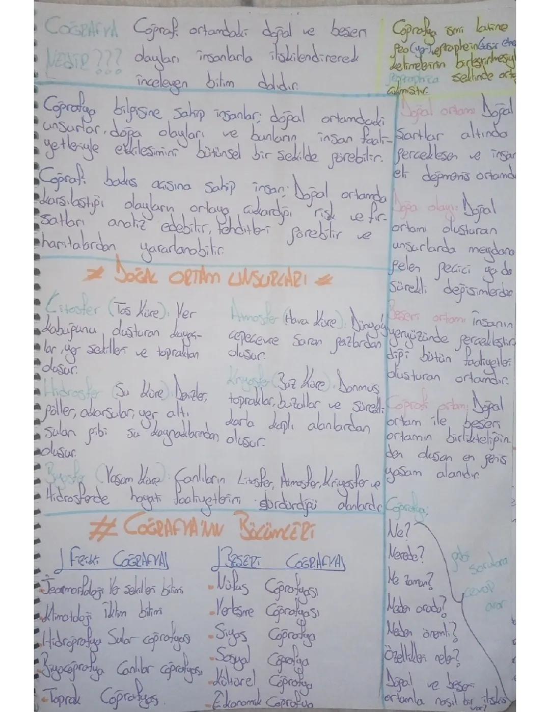 9. sınıf coğrafya 1. Ünite notları yeni mufredat 