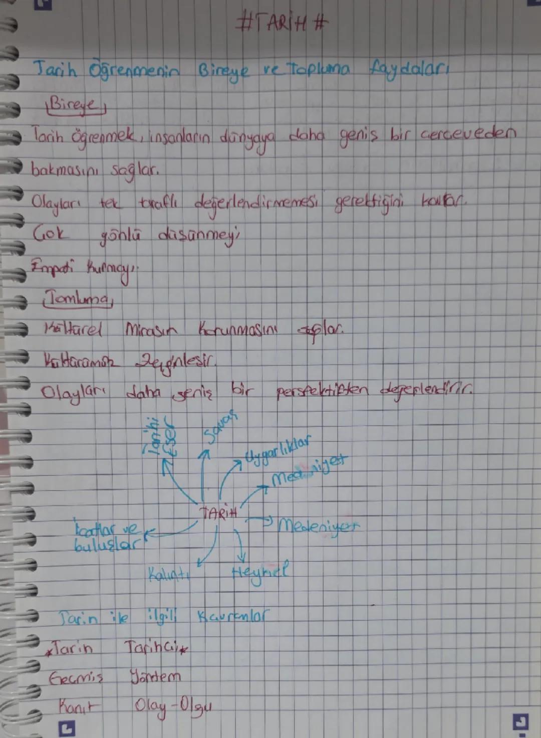 9. Sınıf Tarih Ders Çalışma Notları