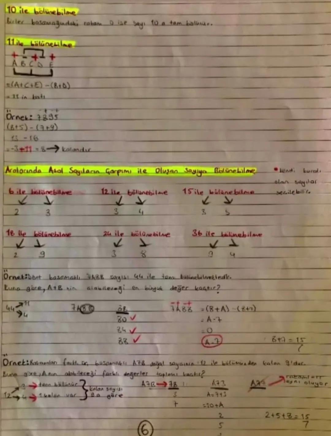 Bölüne bilme kuralları.

Örnek: A,B ve doğal sayılardır.

A
B

4

Buna göre Gain
A türünden değeri unatır?
Ca...... A

A-6B+3
A=6(7C+4) +3
A