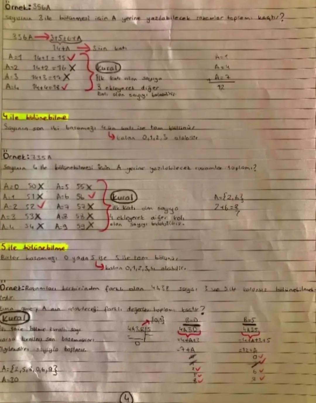 Bölüne bilme kuralları.

Örnek: A,B ve doğal sayılardır.

A
B

4

Buna göre Gain
A türünden değeri unatır?
Ca...... A

A-6B+3
A=6(7C+4) +3
A
