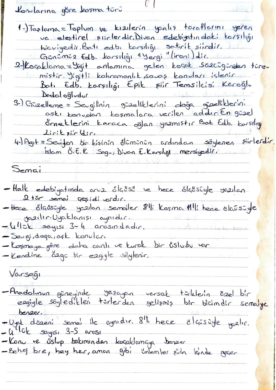 Konularına göre kosma türü.
uc
1-) Taslama = Toplum ve kızılerin yanlış taraflarını yeren
eleştirel surlerdir. Divan edebiyatındaki karşılığ
