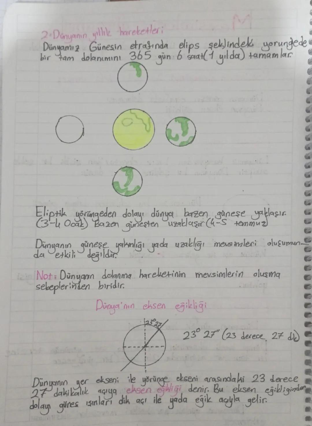 Mevsimlerin oluşumu
Sıcaklık ve yağış gibi iklim elemanları bakımından farklı
özellikler gösteren dönemlere mevsim denir.
Mevsimlerin oluşum