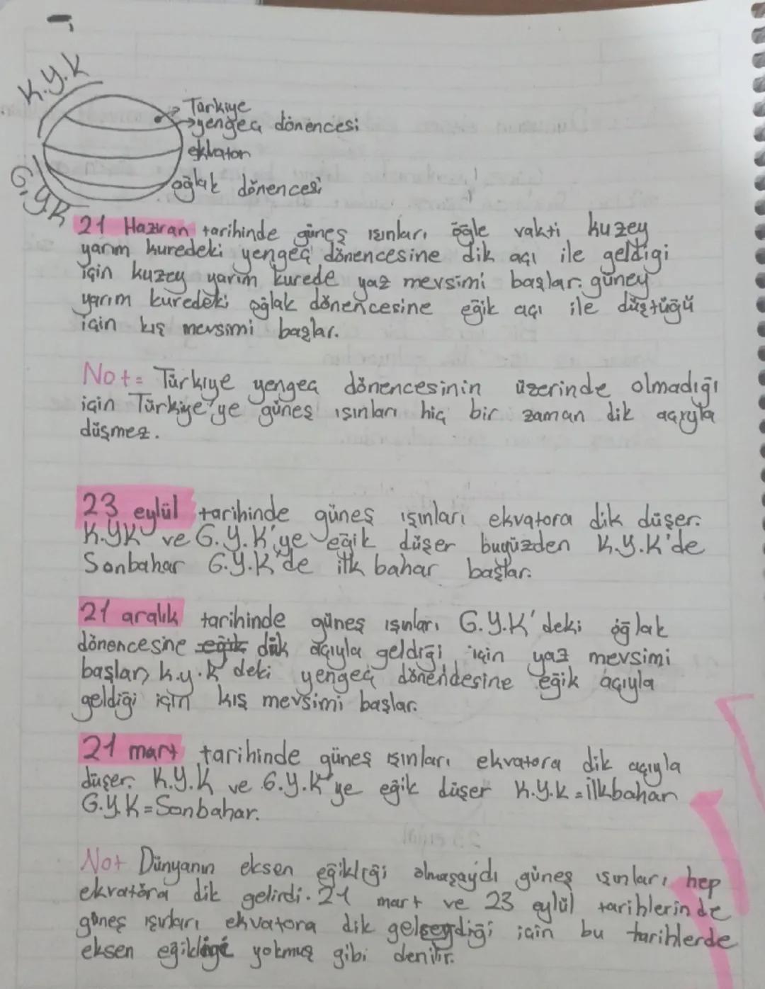 Mevsimlerin oluşumu
Sıcaklık ve yağış gibi iklim elemanları bakımından farklı
özellikler gösteren dönemlere mevsim denir.
Mevsimlerin oluşum