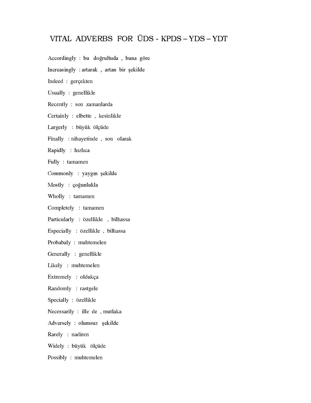 Temel İngilizce Zarflar