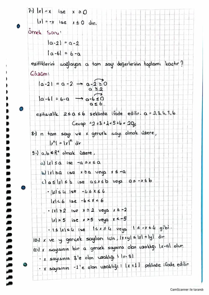 Mutlah Deger
Sayı doğrusu üzerinde bir x sayısının sıfıra olan uzaklığına
"x'in mutlak değeri" denir, 1x1 şeklinde gösterilir.
x gerçek sayı
