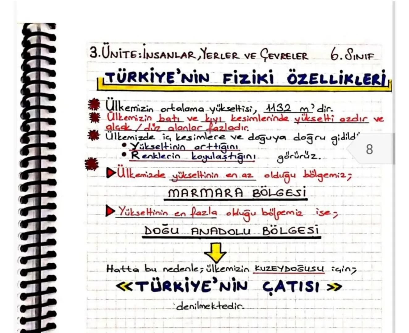 3.UNITE: INSANLAR, YERLER VE ÇEVRELER 6. SINIF
Кіта
Kendine bağlı yakın adalarla birlikte, Gevresi
deniz ve okyanuslarla çevrili büyük kara 