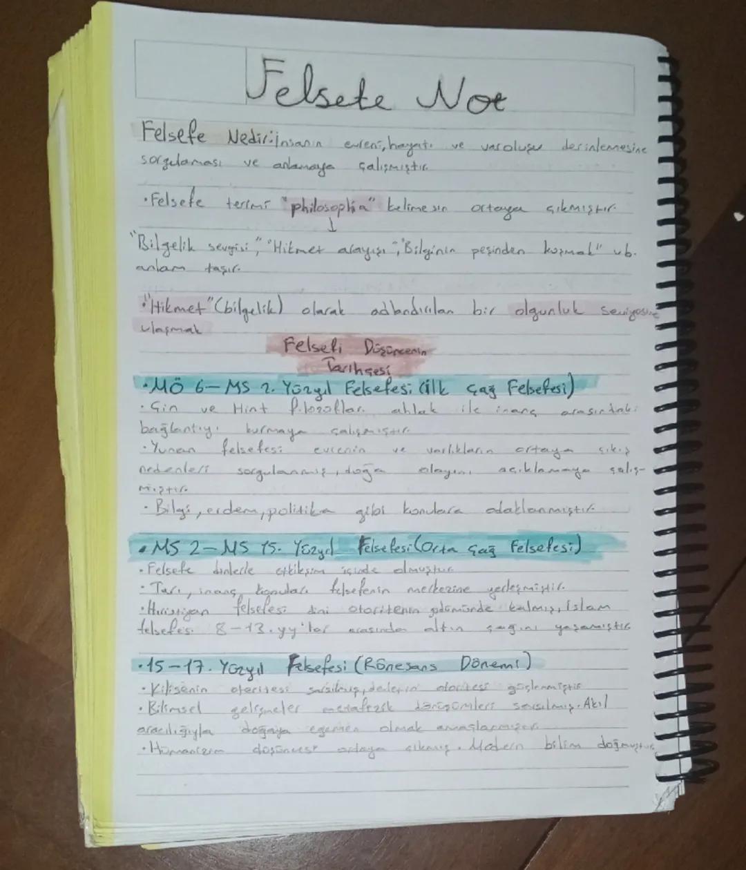 Felsefe 2025 2026 1. Dönem 1. Yazılı notu