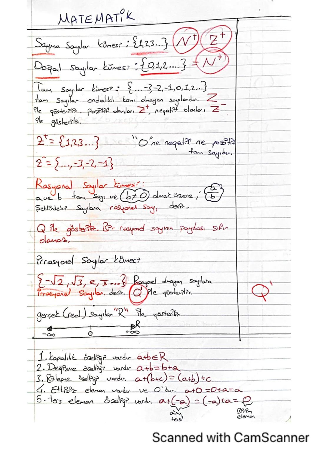 математок
Sayma Sayılar kümes: : {£23...} NZ
Doğal Sayılar kūnes: : {0,1,2....} = N+
Tam Sayılar kümes?: {...-3,-2,-1,0,1,2... }
ondalıklı k