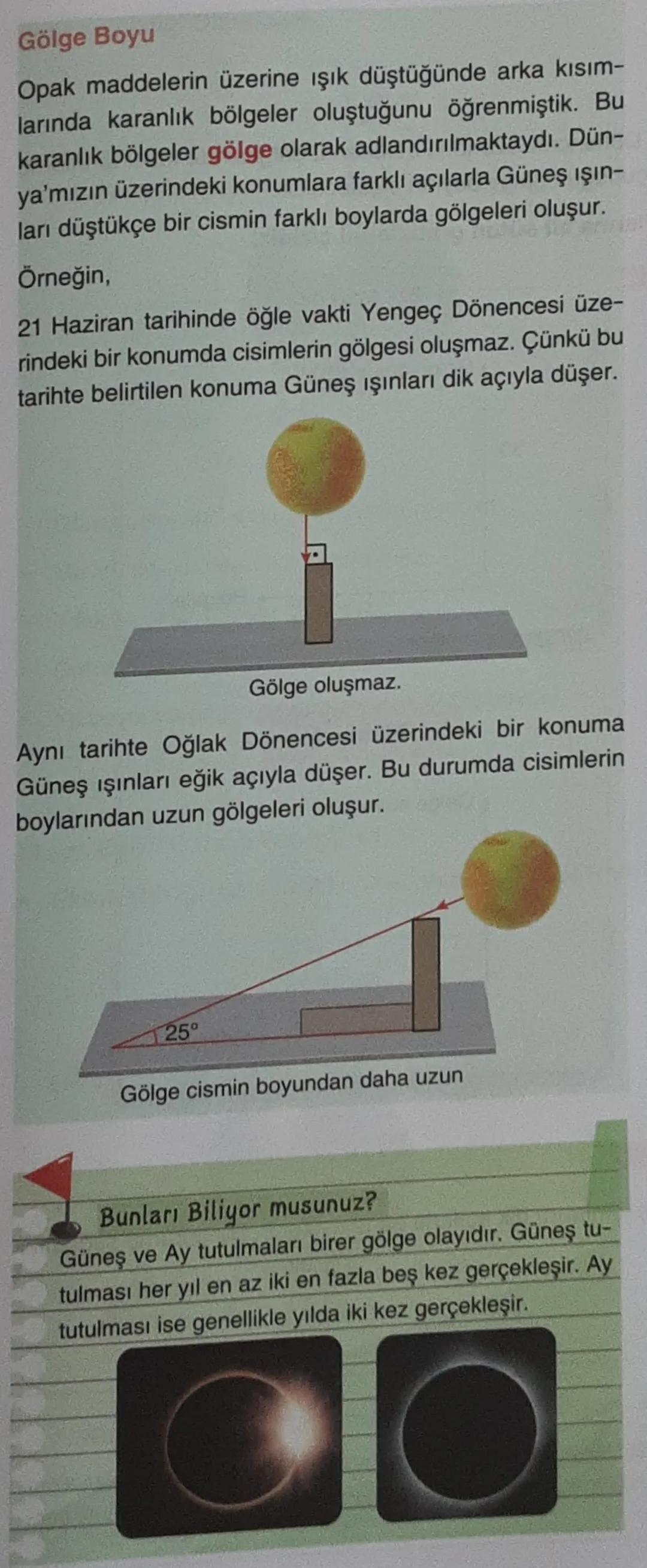 Daha önce Dünya'nın hareketlerini öğrenmiştiniz. Bu
hareketler Dünya'nın kendi ekseni etrafında dönme ha-
reketi, Güneş çevresinde dolanma h