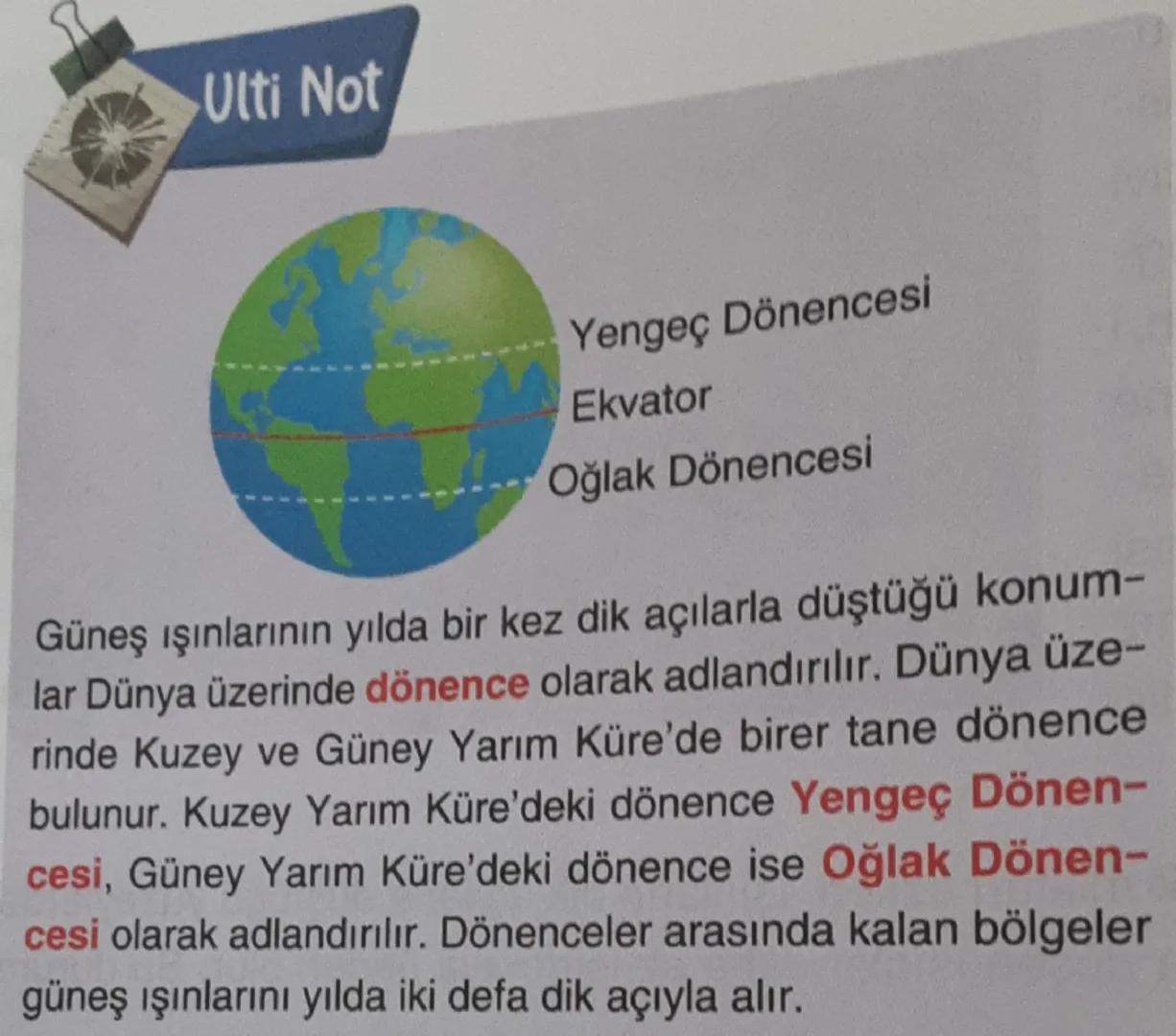 Daha önce Dünya'nın hareketlerini öğrenmiştiniz. Bu
hareketler Dünya'nın kendi ekseni etrafında dönme ha-
reketi, Güneş çevresinde dolanma h