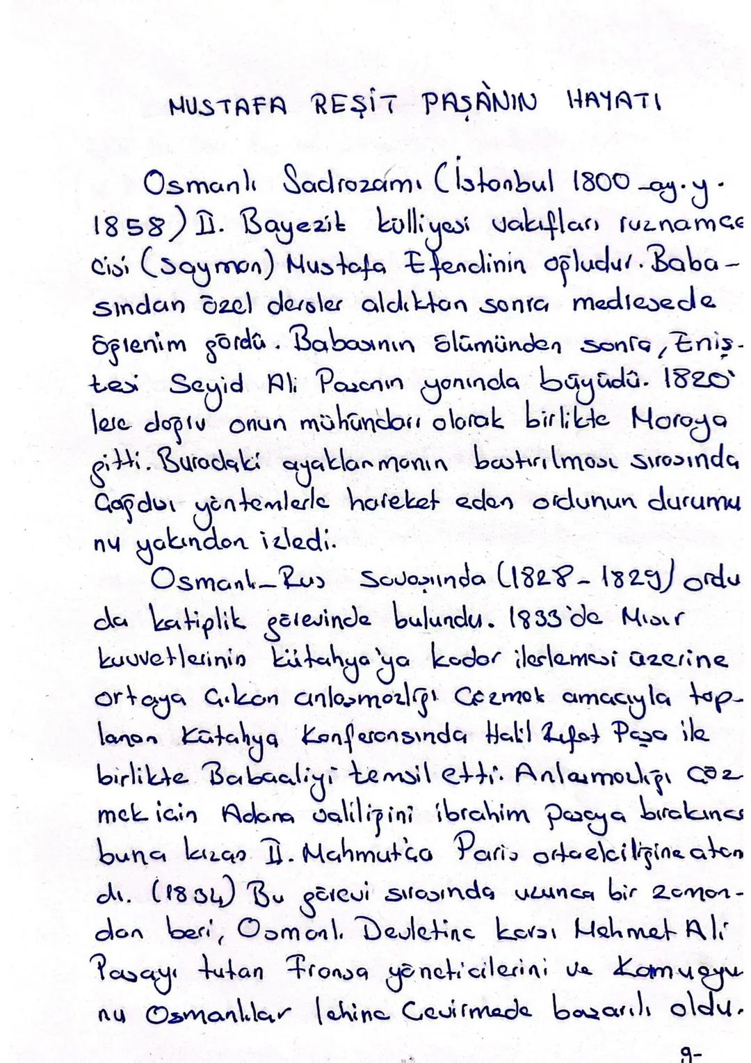 MUSTAFA REŞIT PAŞANIN HAYATI
Osmanlı Sadrozam (istonbul 1800
-ay.y.
1858) I. Bayezit külliyesi vakıfları ruznamce
cisi (Saymon) Mustafa Efen