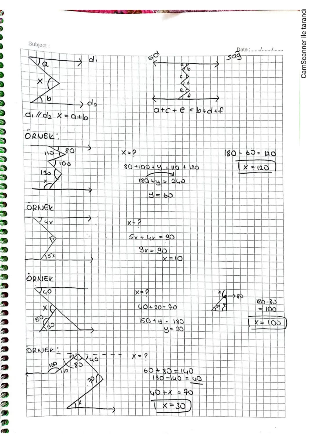 Subject:
=
Date ...........
IGGENLER
LIGGENDE AGI ÖZELLİKLERİ RE iubici ISLEMLER:
* Açı Caîtleri, Paralel Miz doğrudun bin besenle yaptığı a