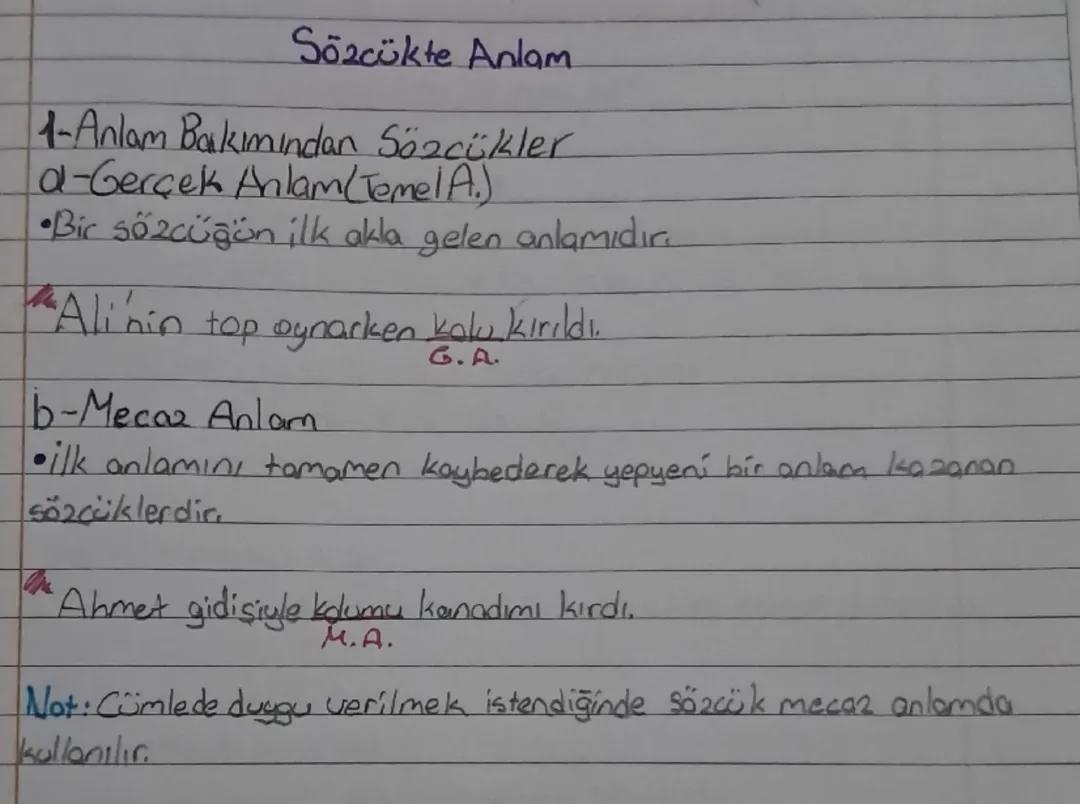 Sözcükte Anlam: Öz ve Anlaşılır Notlar