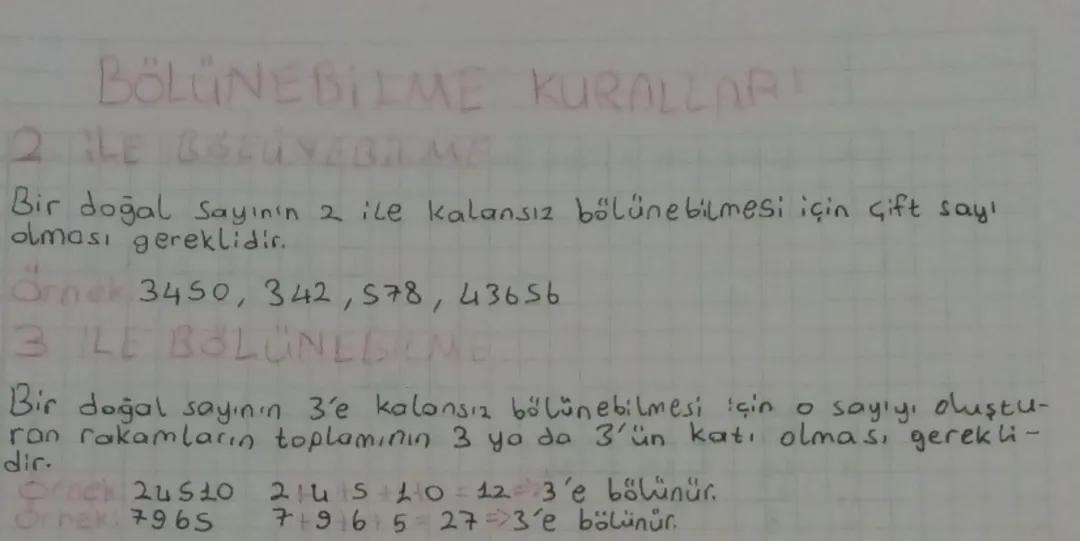 6. Sınıf İçin Bölünebilme Kuralları