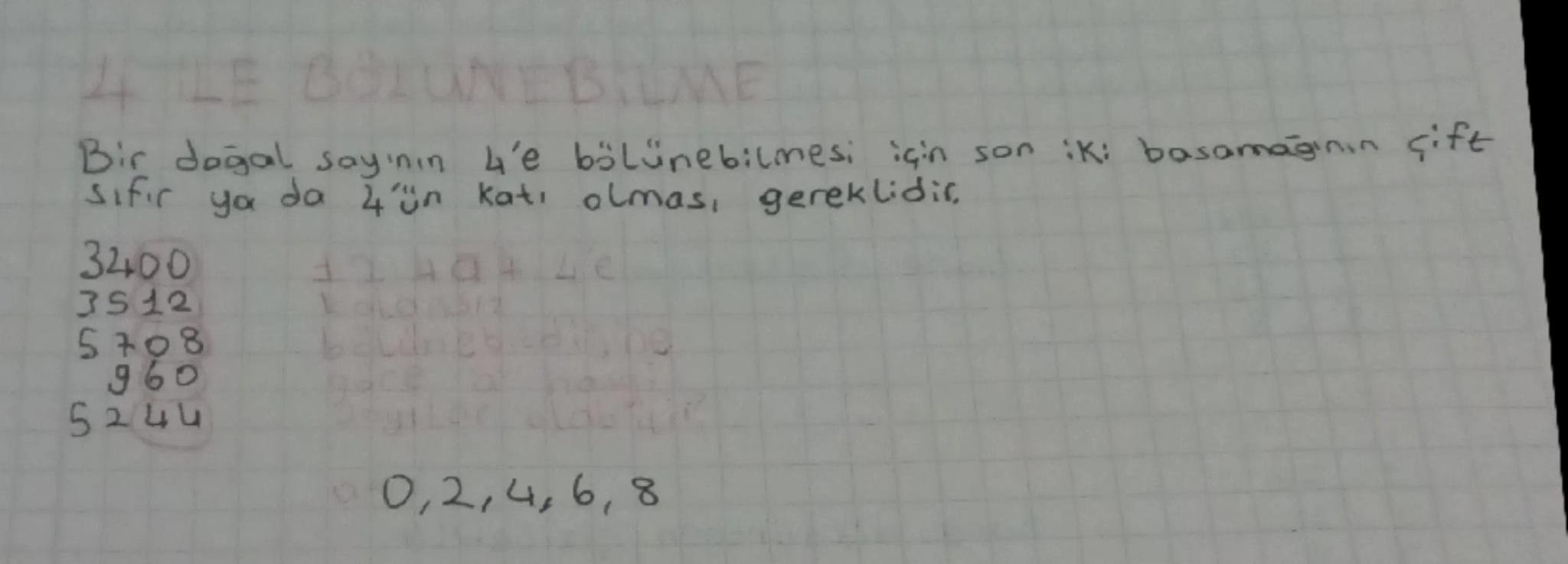 # BÖLÜNEBİLME KURALLARI

2 ILE BÖLÜNEBİLME

Bir doğal Sayının 2 ile kalansız bölünebilmesi için çift sayı!
lması gereklidir.

Örnek 3450, 34