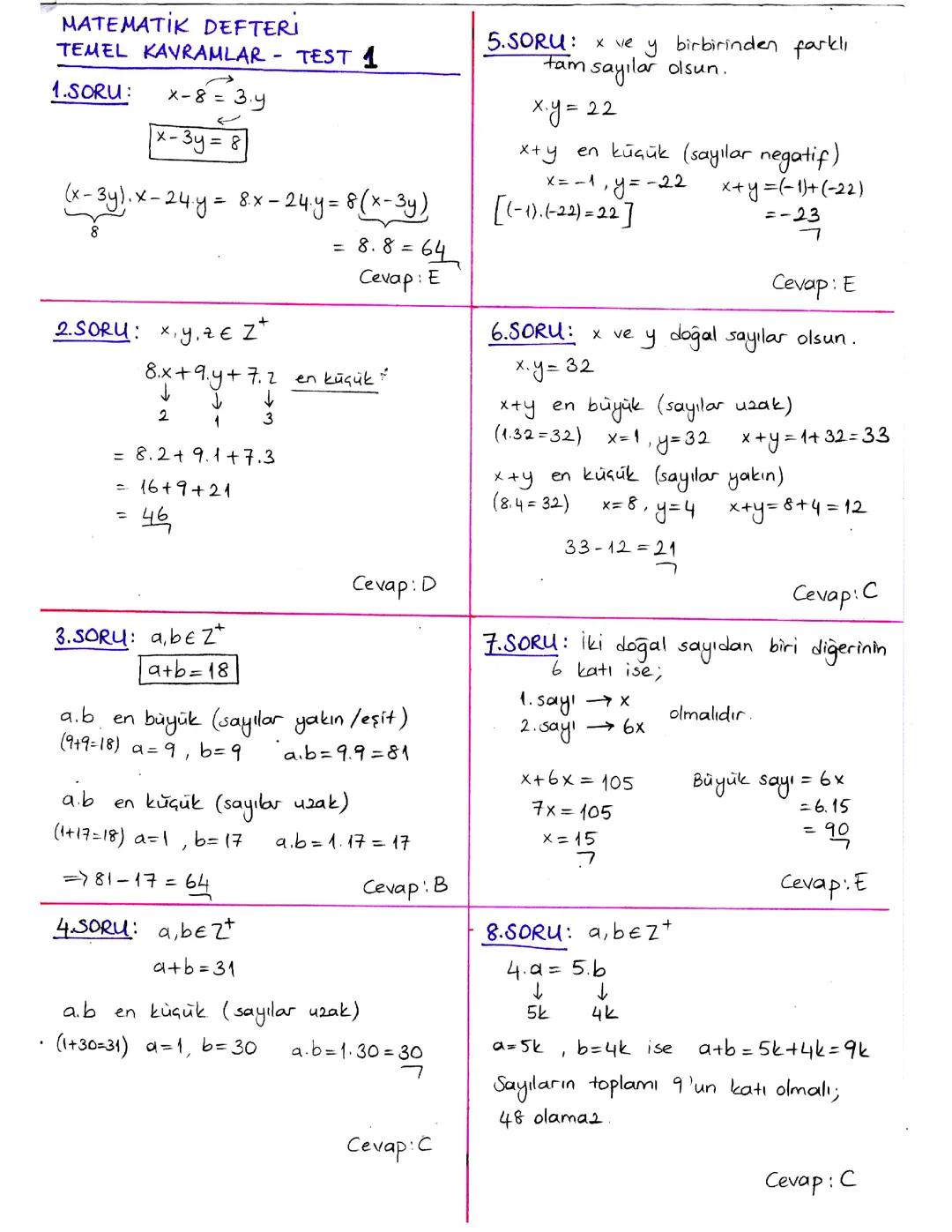 Matematik Problemleri: 10 tane Problem ve Cevapları