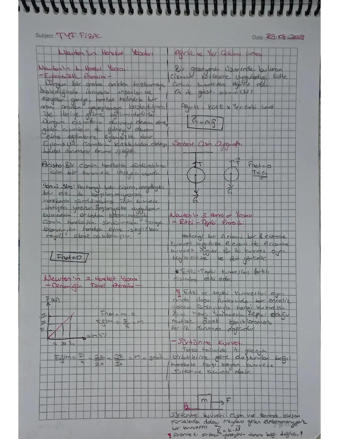 Newton'un Hareket Yasaları ve Eylemsizlik: Formüller ve 9. Sınıf PDF