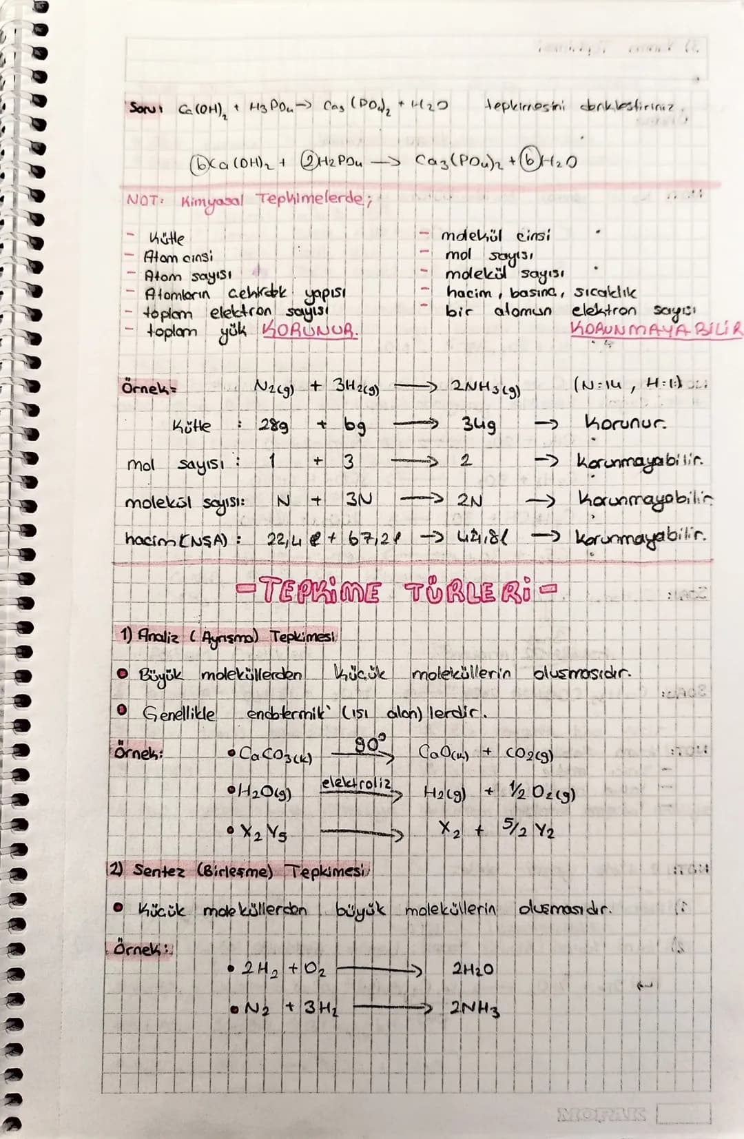 KIMYASAL DENKLEMLER
2+T
Kimyasal tepkimelerd
atom sayısı
ve
cinsi daima.
korunur
Reaktif
Ürün
NOT: Kimyasal tepkimeler denklestirilirken;
Ka