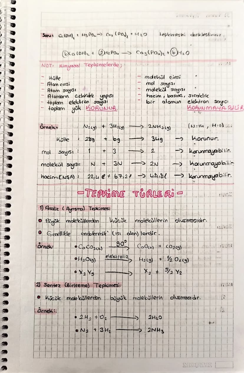 KIMYASAL DENKLEMLER
2+T
Kimyasal tepkimelerd
atom sayısı
ve
cinsi daima.
korunur
Reaktif
Ürün
NOT: Kimyasal tepkimeler denklestirilirken;
Ka