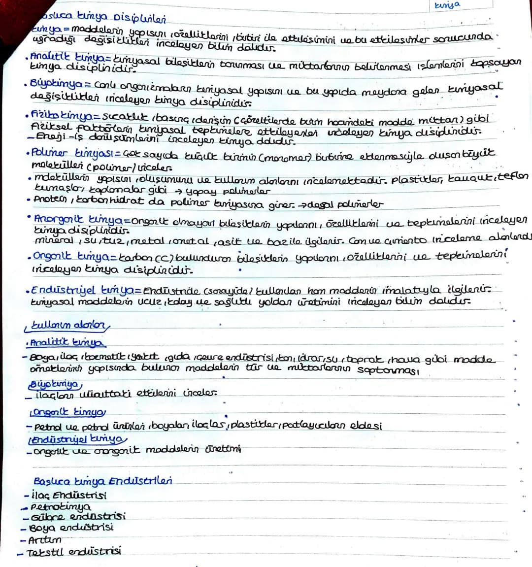 kinsa
asluca bunya Disipliler
anya = maddelerin yapısını,ozelliklerini, birbiri ile ettilėsimini ve bu etkiles inter scrucurda.
ugradığı değ