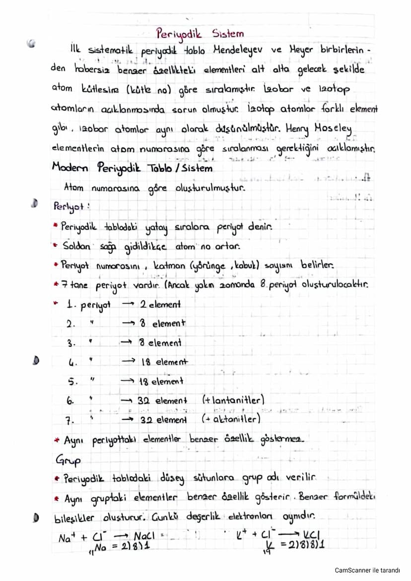 Periyodik Sistem
İlk sistematik periyodik tablo Mendeleyev
ve
Meyer birbirlerin
den habersiz benzer özellikteki elementleri alt alta gelecek