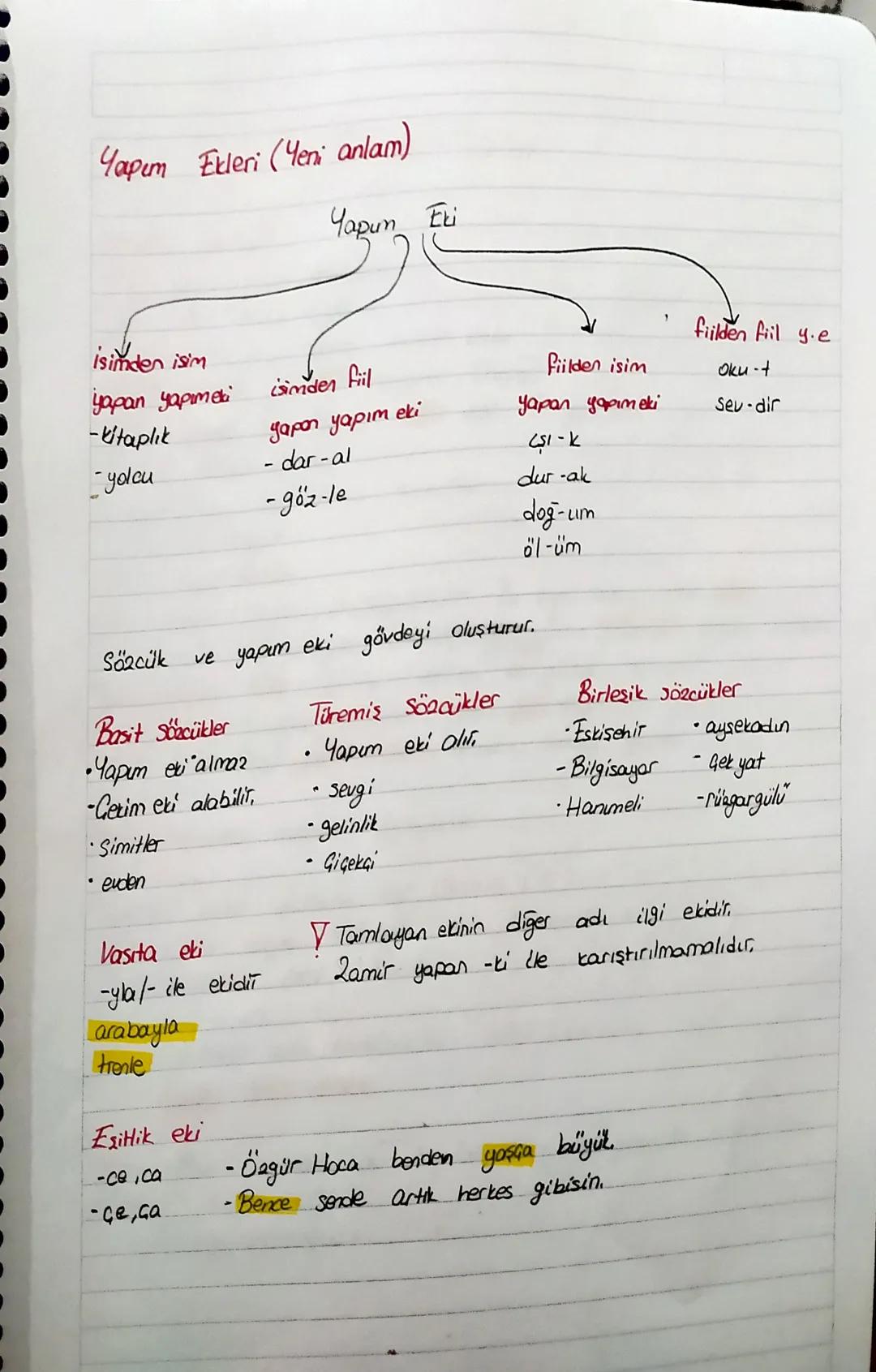 Sözcükte yapı
Kök, sözcüğün anlamlı olan
Ortak Kök
(Köktes)
* Hem isim hem fill olmalı.
en küalik parçasıdır.
* Aralarında mutlaka
anlam ili