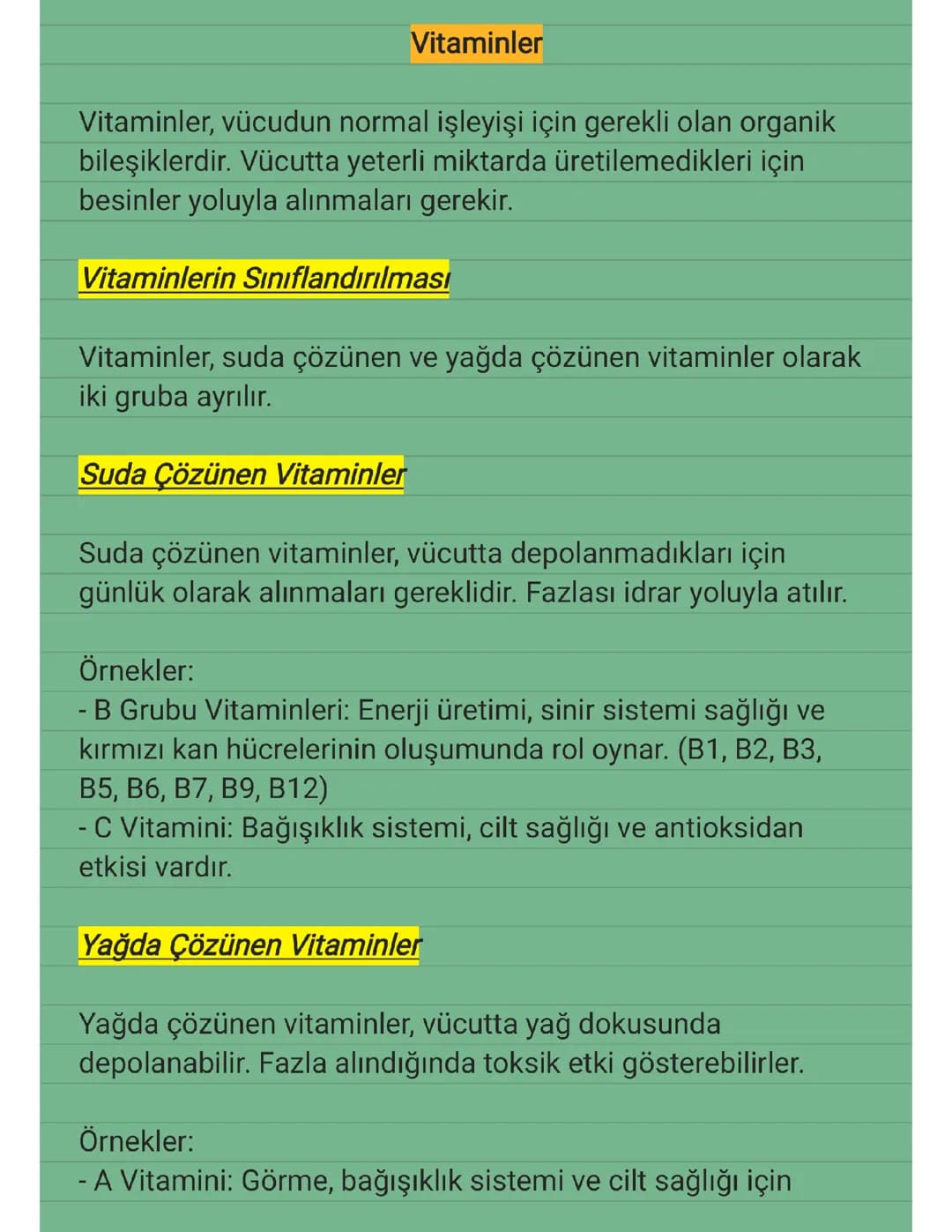 9.SINIF - VİTAMİNLER