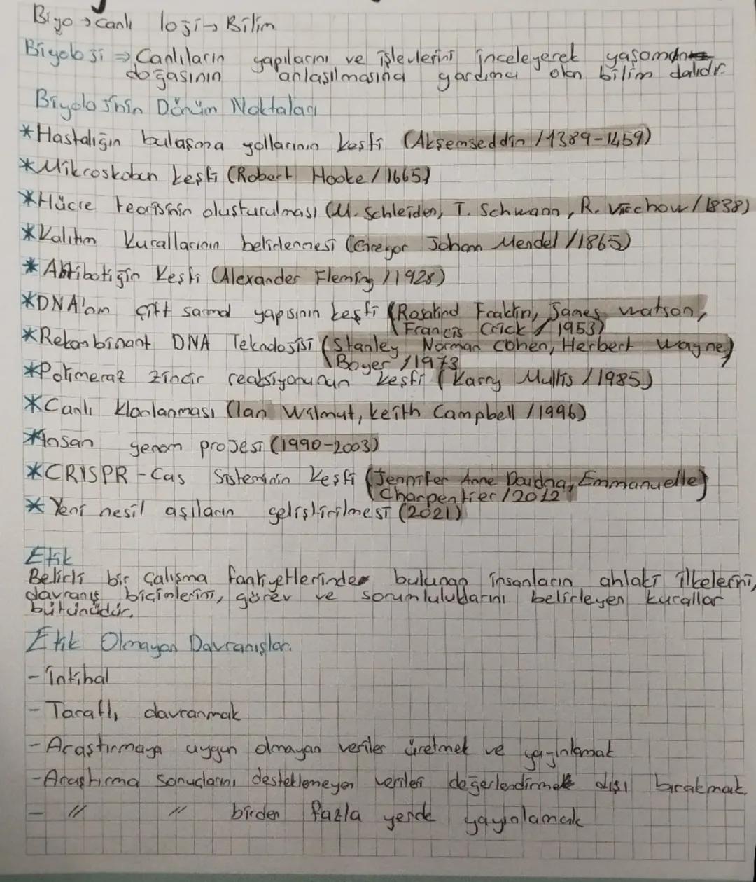 9. Sınıf biyoloji 1. Dönem 1. Yazılı not kağıdı 
